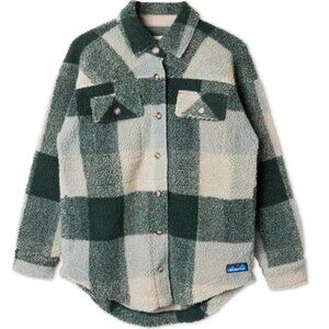 New Kavu Northern Sky - Green & Gray Checkered Fleece Jacket - Women’s Large